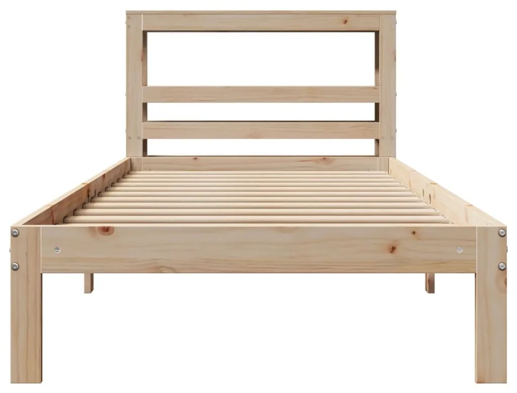 Estrutura de cama com cabeceira 75x190 cm pinho maciço