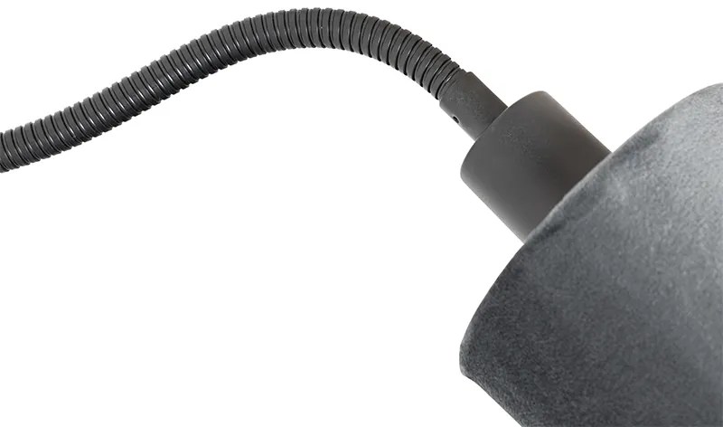 Candeeiro de parede preto com cúpula cinzenta, interruptor e braço flexível - Merwe Moderno