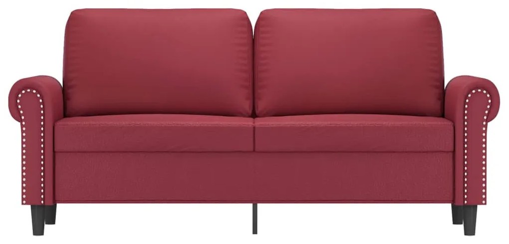 Sofá de 2 lugares 140 cm couro artificial vermelho tinto