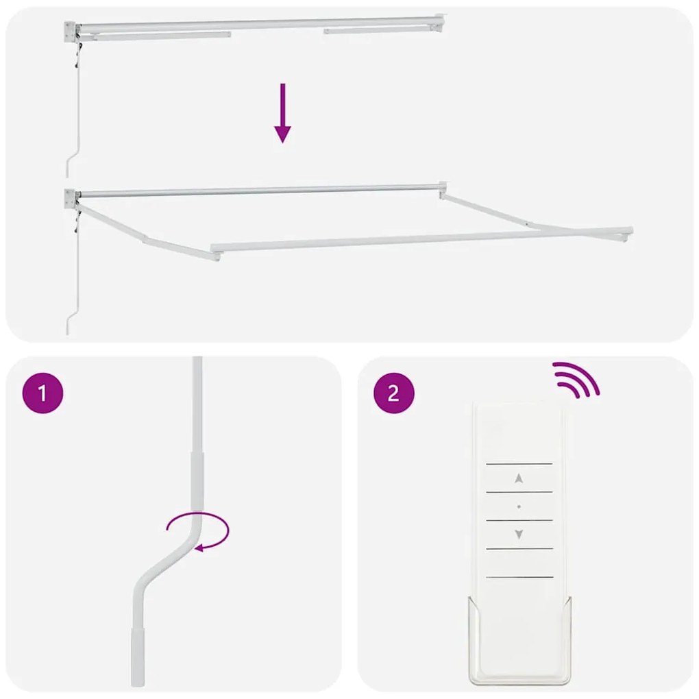 Toldo retrátil automático listrado vermelho e branco 300 x 250 cm