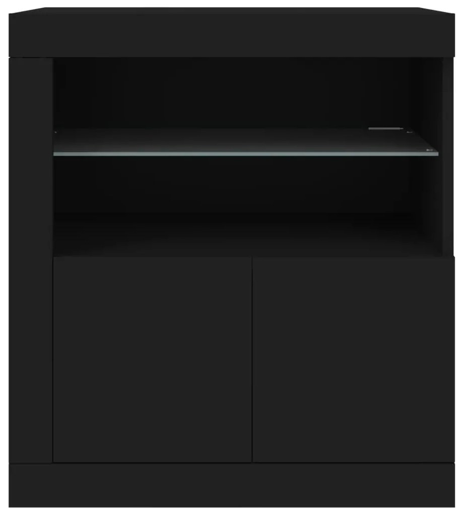 Aparador com luzes LED 60,5x37x67 cm preto