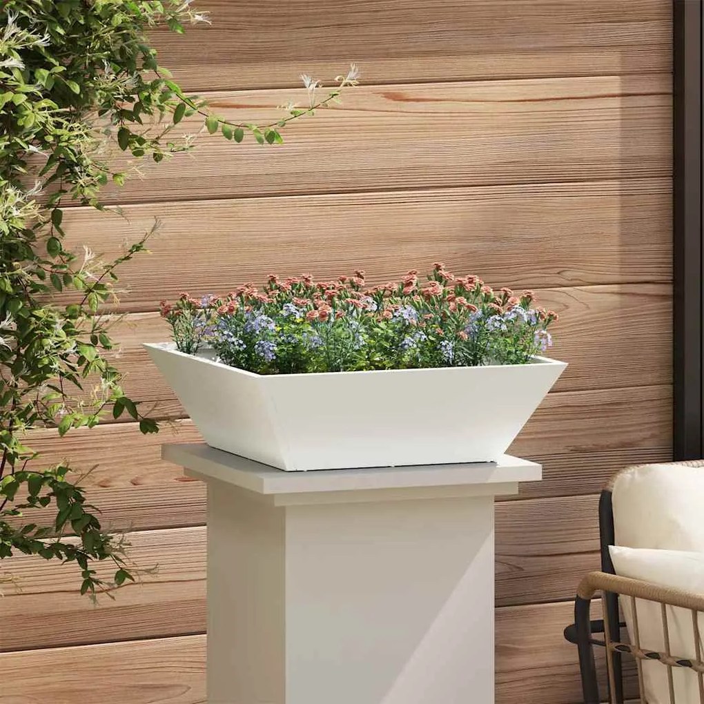 Cachepô Jardim Branco 50x50x15 cm Aço