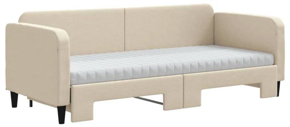 Sofá-cama c/ gavetão e colchões 80x200 cm tecido cor creme