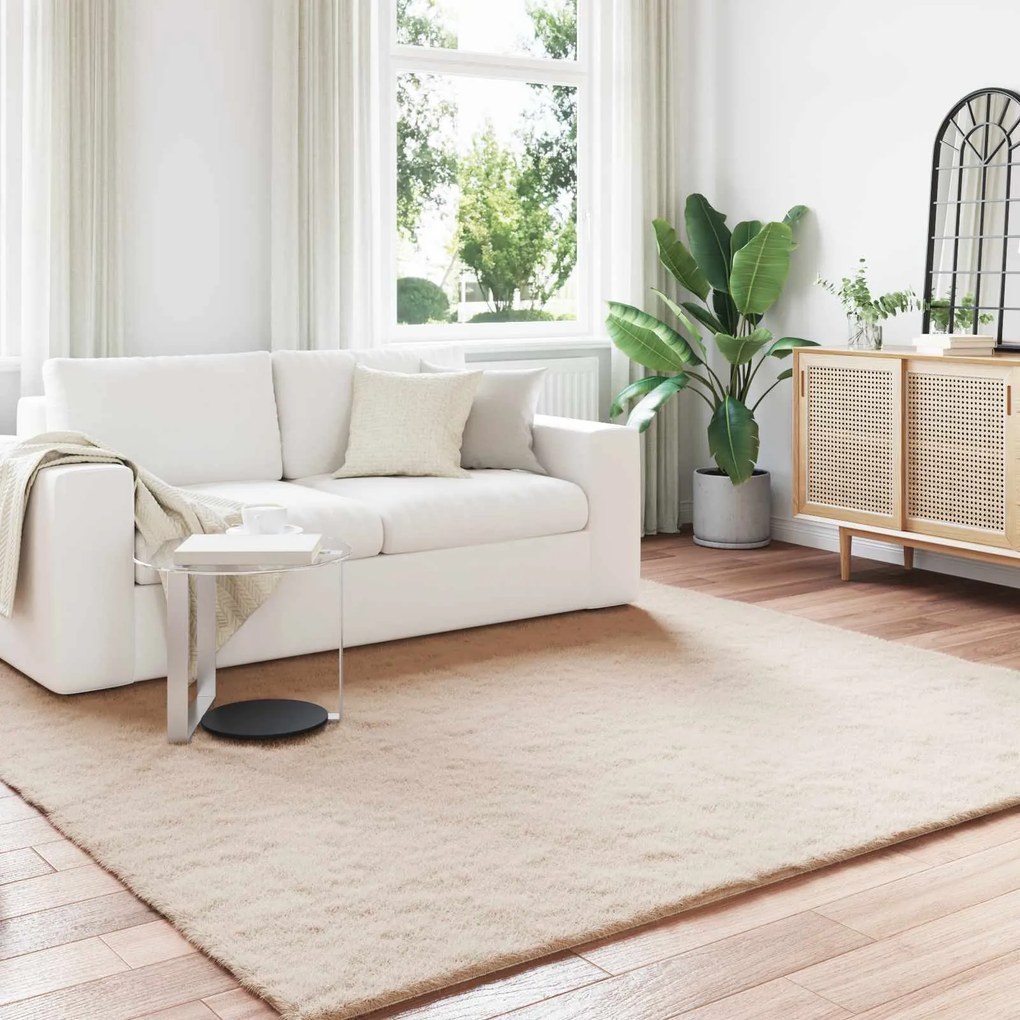 vidaXL Tapete de Pelo Sintético de Coelho Olite Cinzento-acastanhado