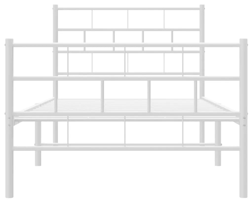 Estrutura de cama com cabeceira e pés 90x200 cm metal branco