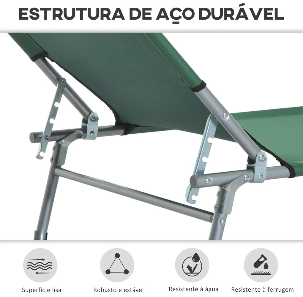 Espreguiçadeira Dobrável e Reclinável em 4 Posições Espreguiçadeira de