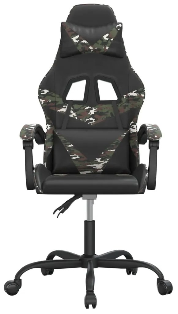 Cadeira gaming giratória couro artificial preto e camuflado