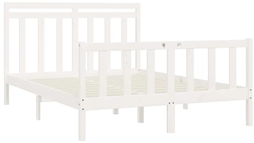 Estrutura de cama 160x200 cm madeira de pinho maciça branco