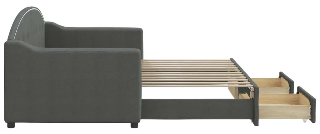 Sofá-cama c/ gavetão e gavetas 80x200 cm tecido cinzento-escuro