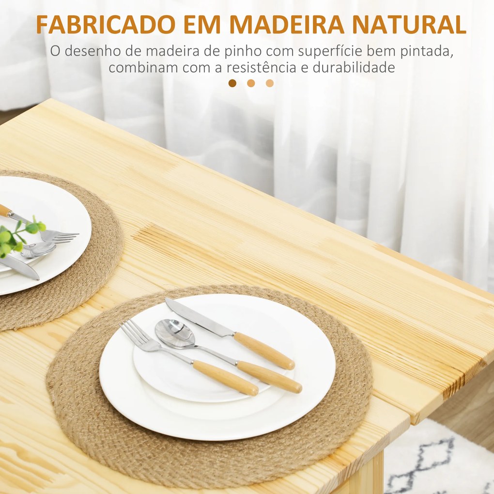 Mesa de Jantar Dobrável Mesa de Madeira Extensível com Laterais Abatíveis para 2-4 Pessoas 120x80x75 cm Madeira