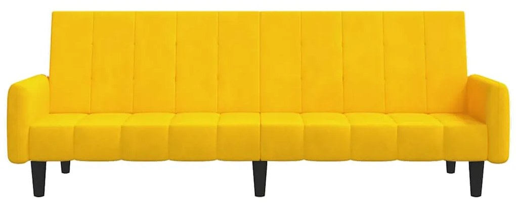 Sofá-cama de 2 lugares veludo amarelo
