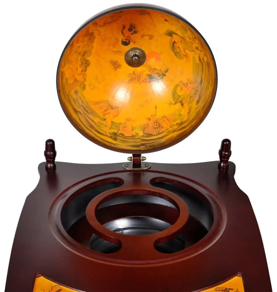 Suporte garrafas vinho forma globo madeira eucalipto