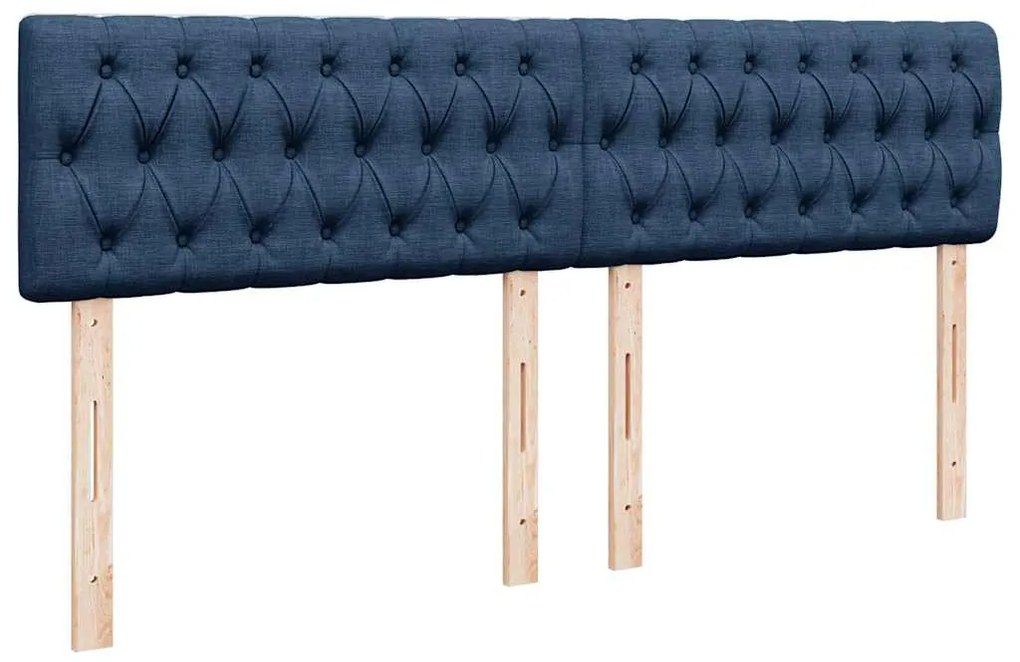 Cama com molas/colchão 200x200 cm tecido azul