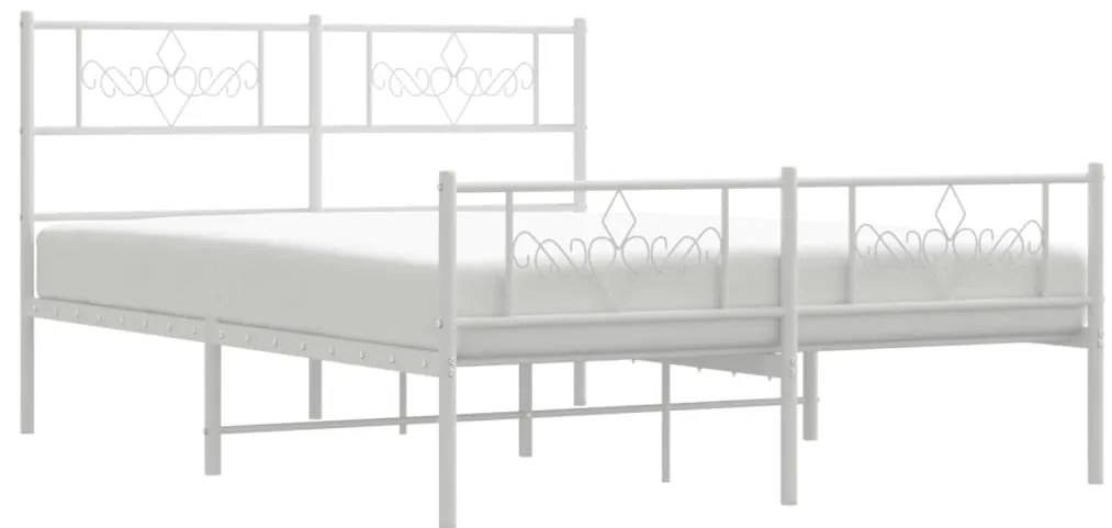 Estrutura de cama com cabeceira e pés 140x190 cm metal branco