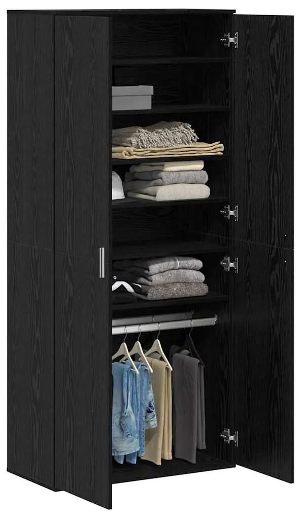 Highboard Carvalho Preto 80x39x178 cm Madeira Revestida
