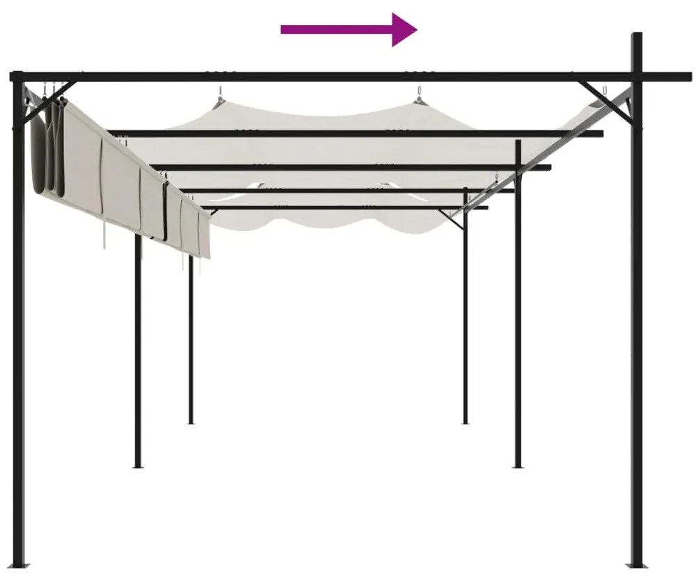 Pérgola com toldo retrátil 589x292x230 cm cor creme