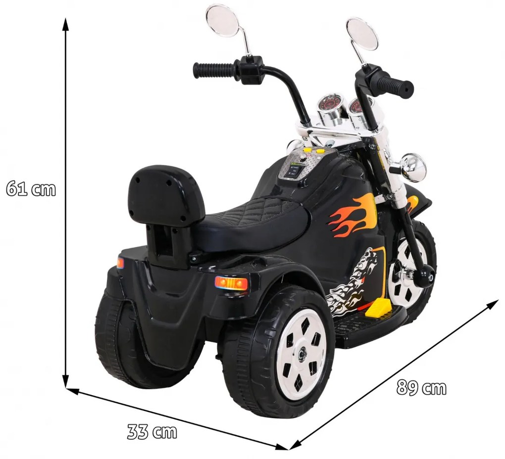 Mota elétrica para crianças 6V, Motorek Hot chopper 1,5 a 4 anos Preta