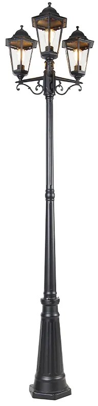 Lanterna de exterior preta 220 cm 3 luzes IP44 - Havana Clássico / Antigo