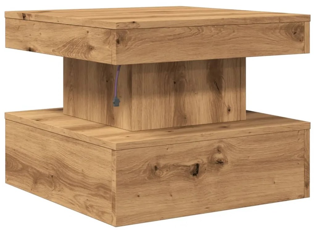 Mesa de centro com luzes LED 50x50x40 cm carvalho artisiano