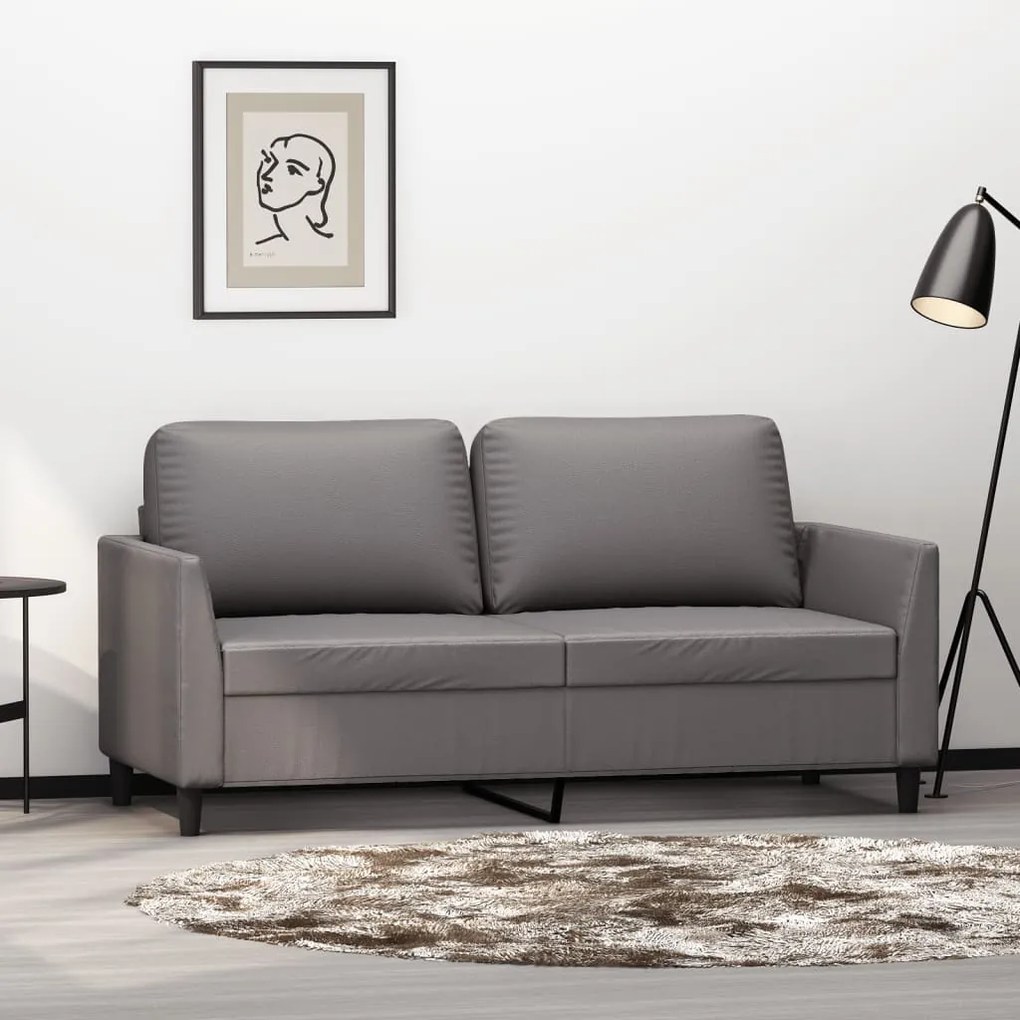 Sofá de 2 lugares 140 cm couro artificial cinza