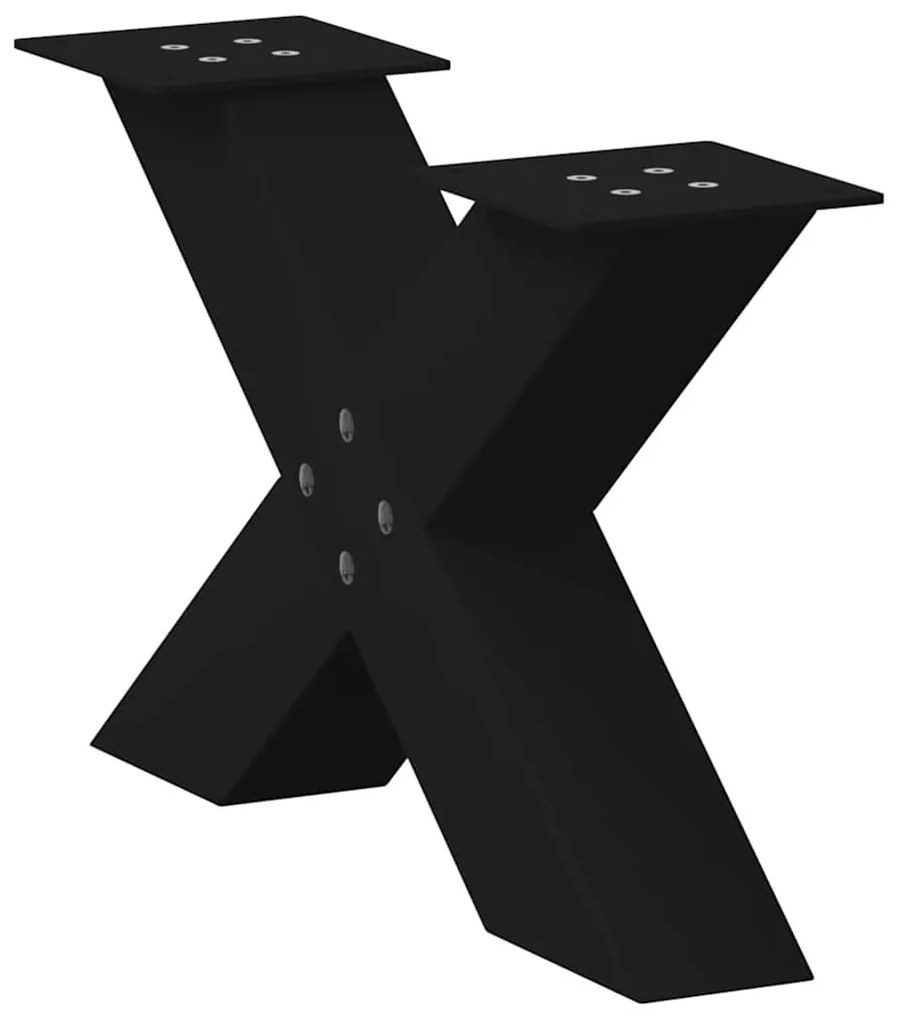 Pés para mesa de centro em formato de X, 2 peças, preto, 60x(30-31) cm