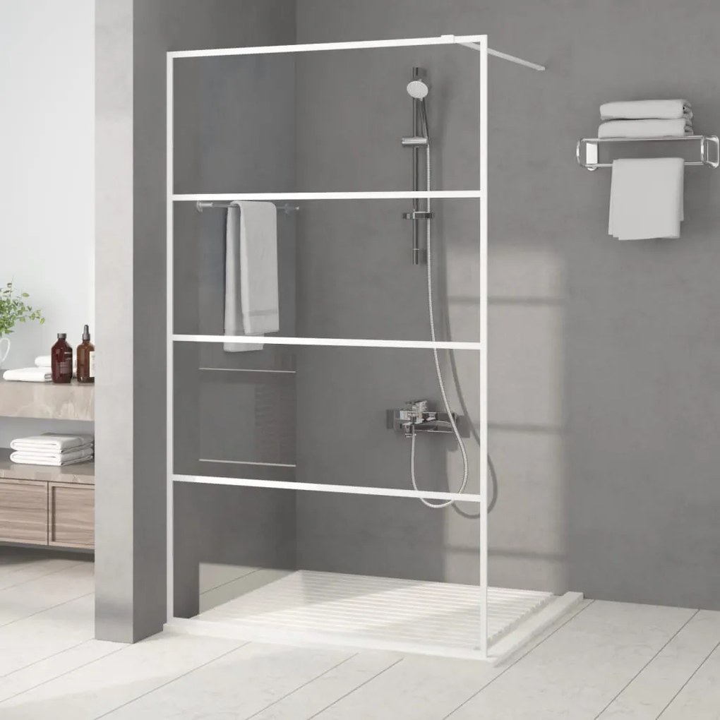 vidaXL Divisória de chuveiro 115x195 cm vidro transparente ESG branco
