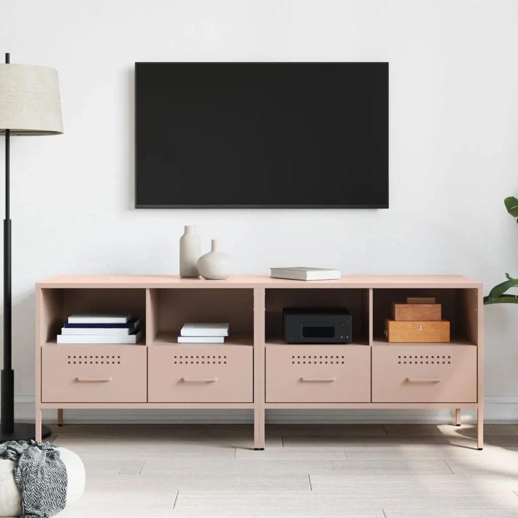 Móveis de TV 2 pcs 68x39x50,5 cm aço rosa