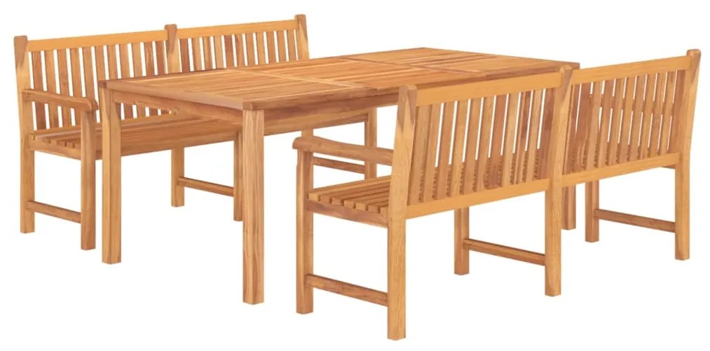 3 pcs conjunto de jantar para jardim madeira de teca maciça