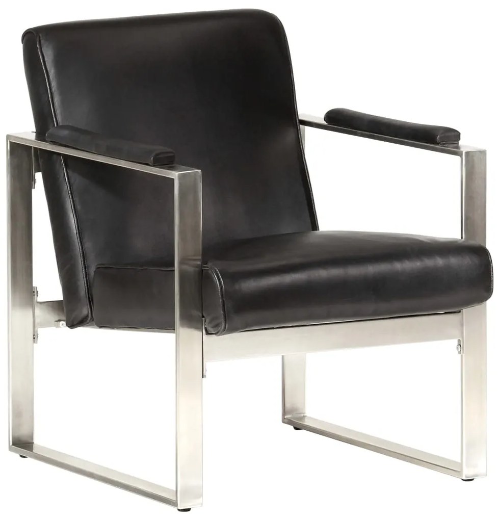 286947 vidaXL Poltrona 60x73x77 cm couro genuíno preto