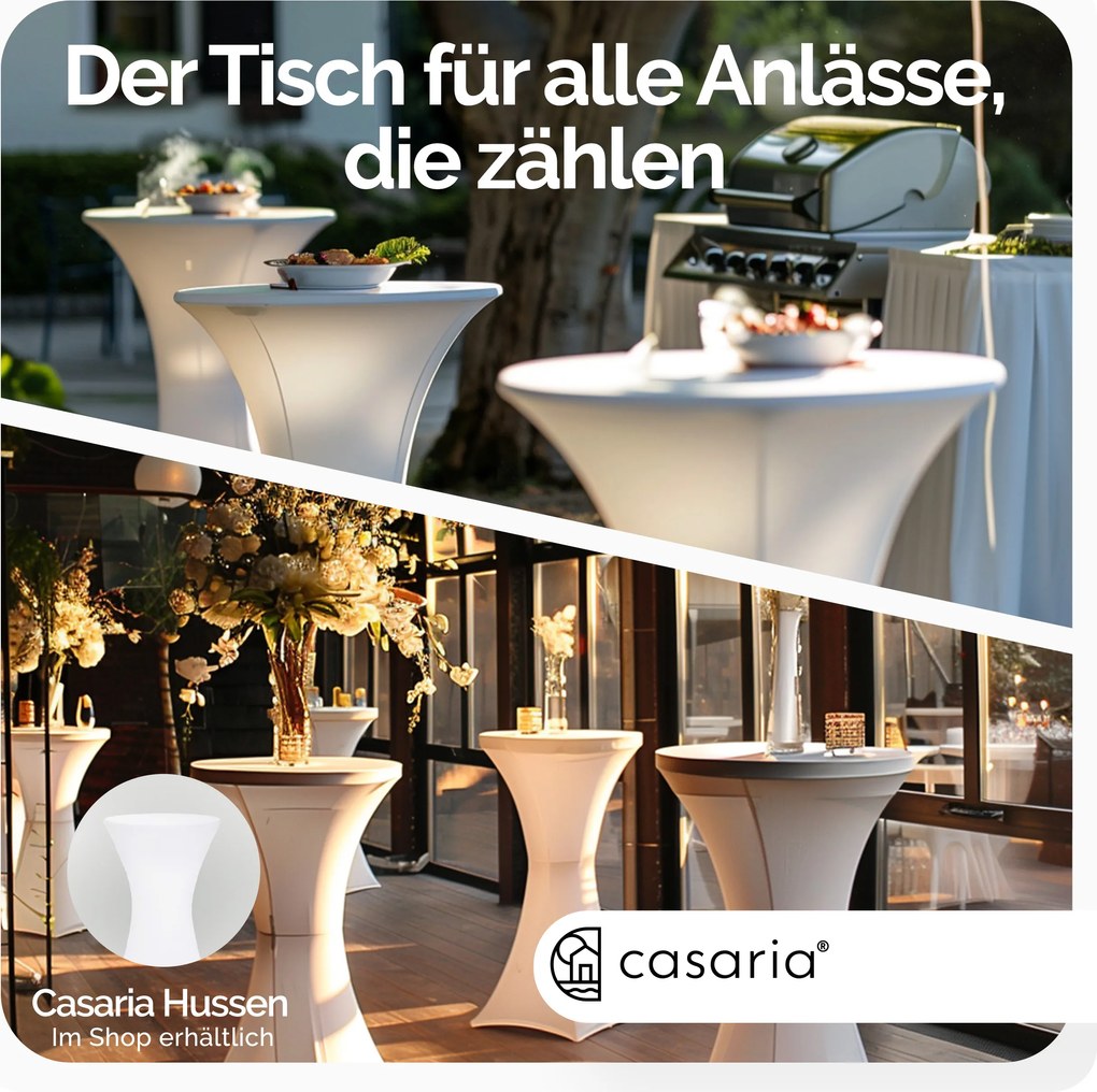 Mesa alta com aspeto de mármore Ø60cm dobrável branca