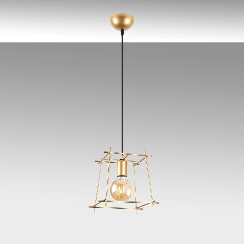 Candeeiro de Teto Coman – Ouro Brilhante – 24 x 24 x 122 cm