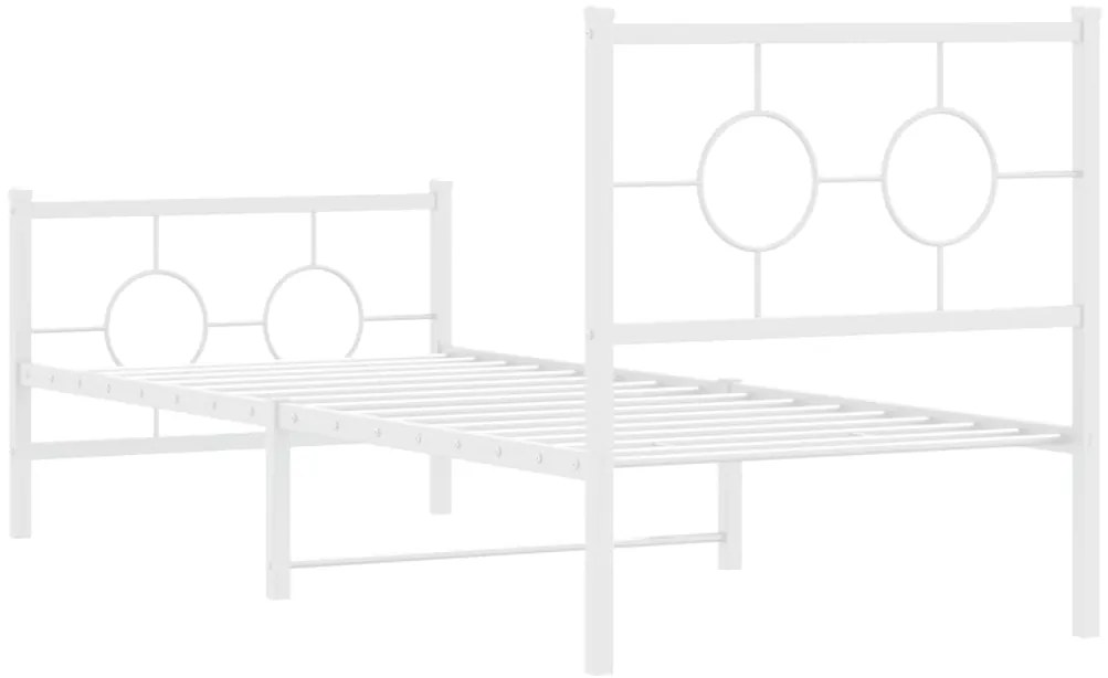 Estrutura de cama com cabeceira e pés 80x200 cm metal branco