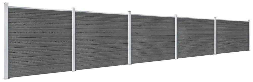 Conjunto painel de cerca 872x146 cm WPC preto