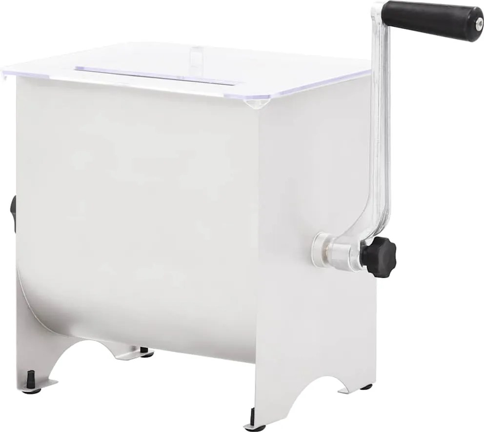 vidaXL Misturador de carne manual c/ tampa aço inoxidável prateado