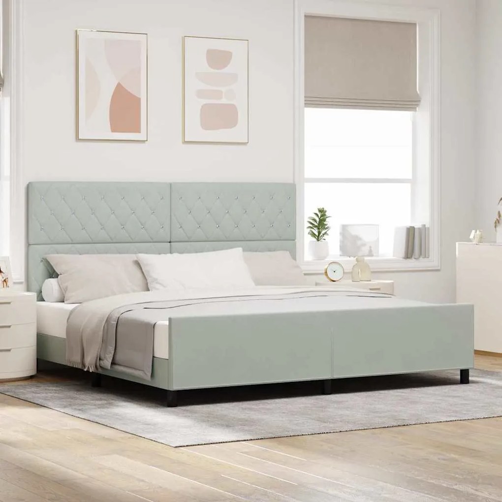 Cama vidaXL Cinza Claro 200x200 cm Veludo