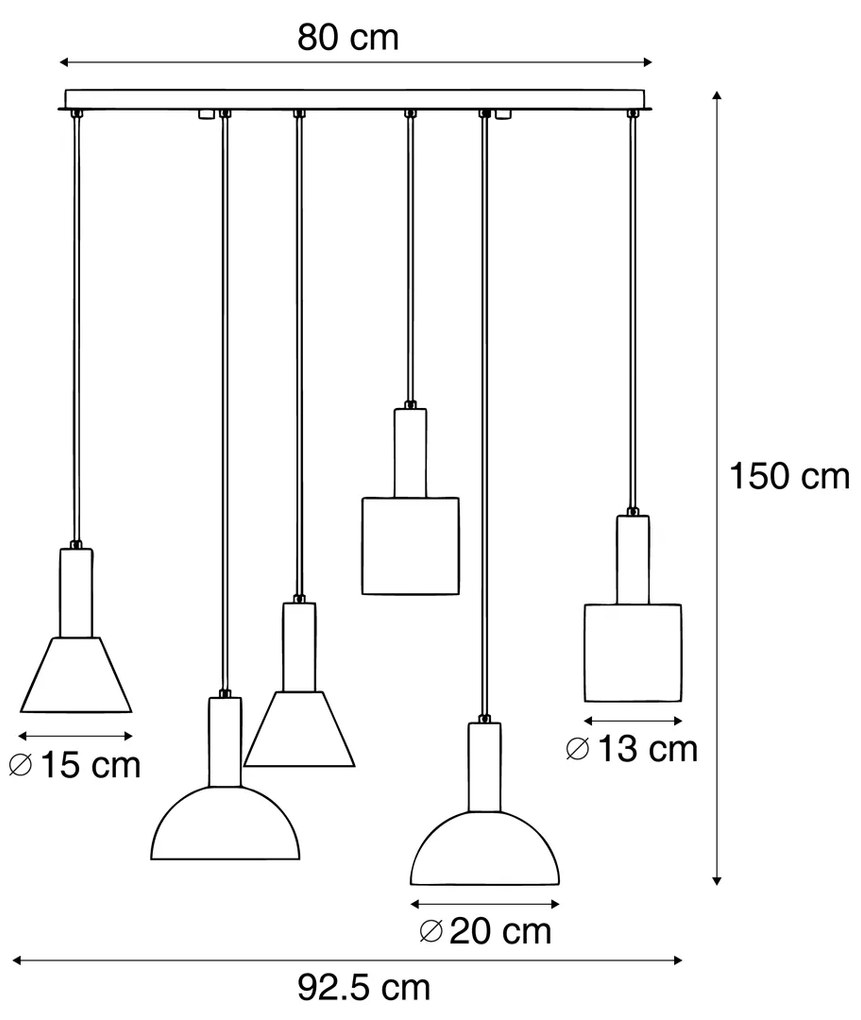 Candeeiro suspenso escandinavo creme 6 luzes - Biles Escandinavo