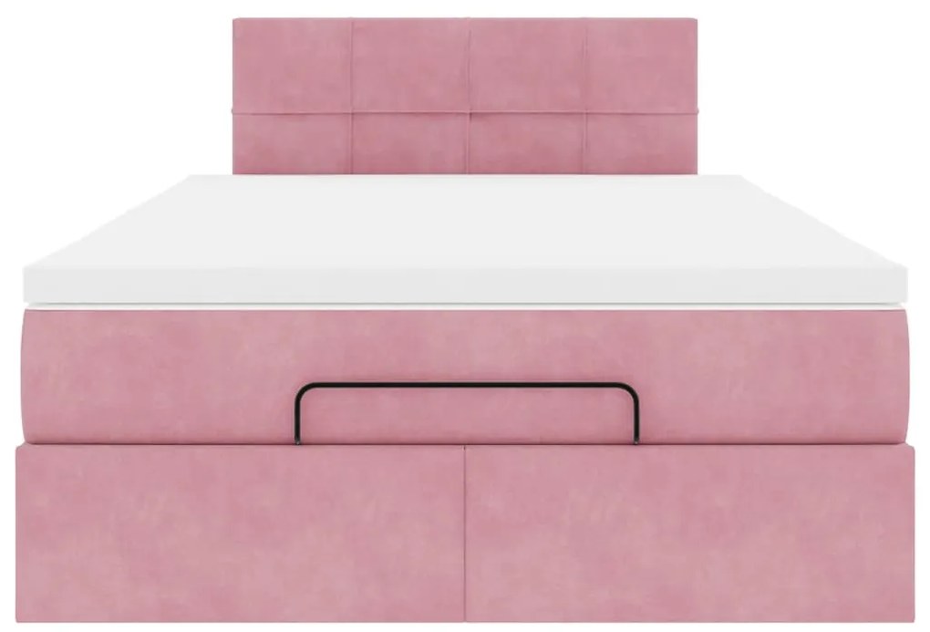 Estrutura de cama otomana com colchão 120x200 cm veludo rosa
