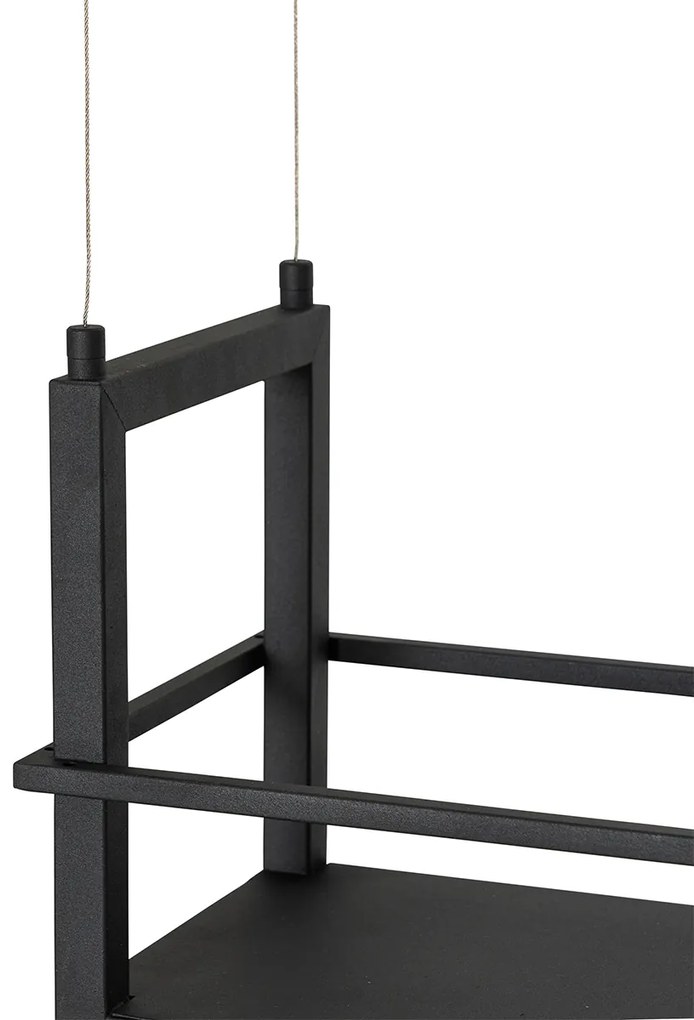 Candeeiro suspenso preto com rack incluindo LED regulável em 3 etapas - Cage Rack Industrial