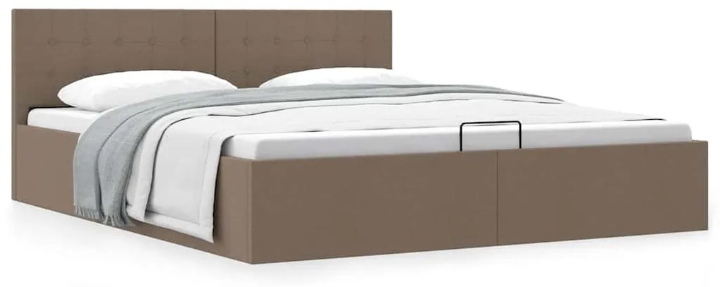 Cama Hidráulica Karen com Arrumação - 160x200cm - Em Tecido Cinza-Acas