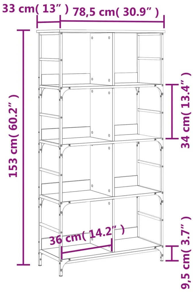 Estante 78,5x33x153 cm derivados de madeira cinzento sonoma