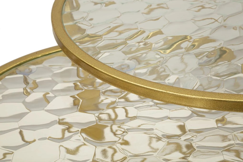 CONJUNTO DE 4 MESAS NOAH DOURADO Ø 70X45-47X54,5-36x50-28x45 CM