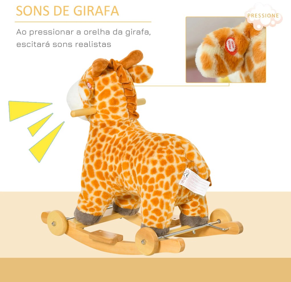 Baloiço Infantil em Forma de Girafa para Crianças acima de 3 Anos Balo