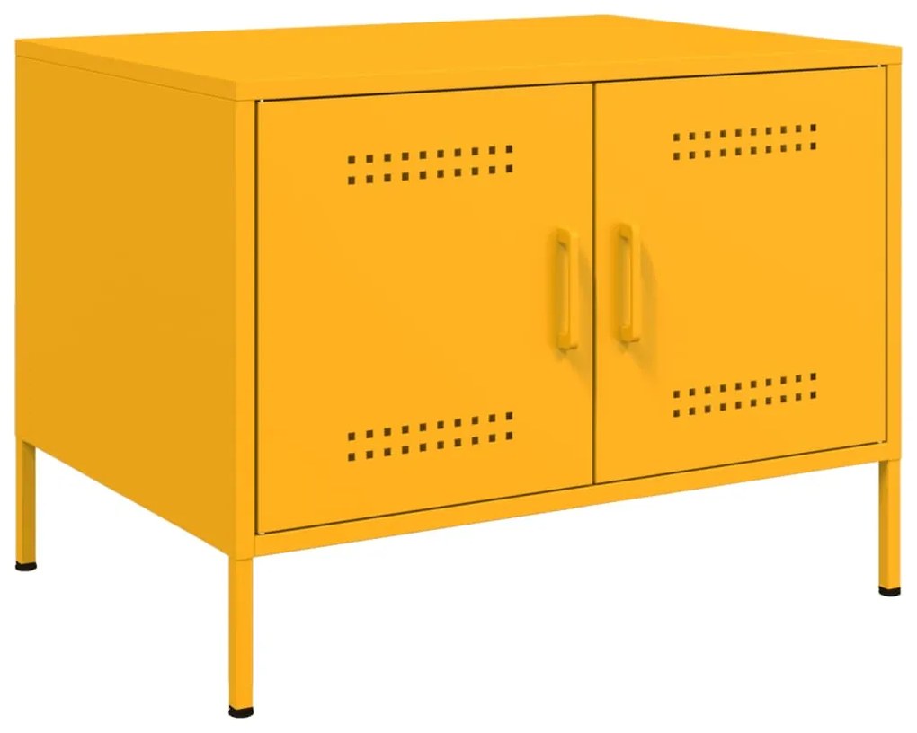 vidaXL Mesa de centro 68x50x50,5 cm aço amarelo mostarda