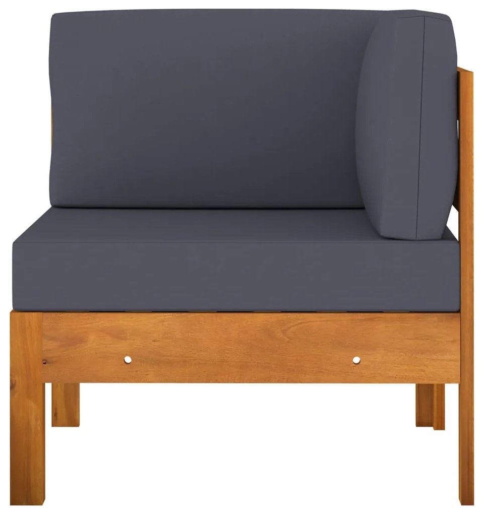 2 pcs conj. lounge de jardim c/ almofadões cinza-escuro acácia