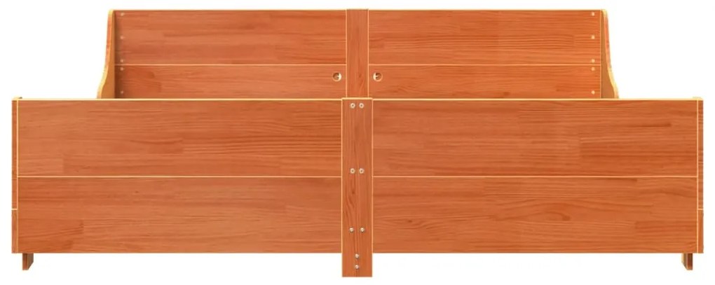 Cama sem colchão 200x200 cm pinho maciço castanho-mel