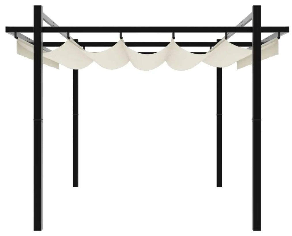 Gazebo de jardim com teto retrátil 3x3 m alumínio creme