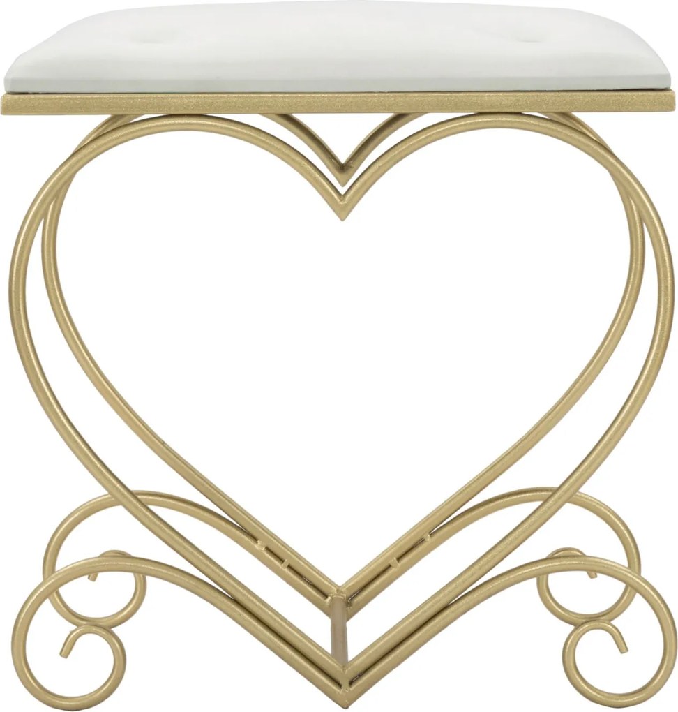 BANCO CORAÇÃO 50X37,5X51,5 CM DOURADO E CREME