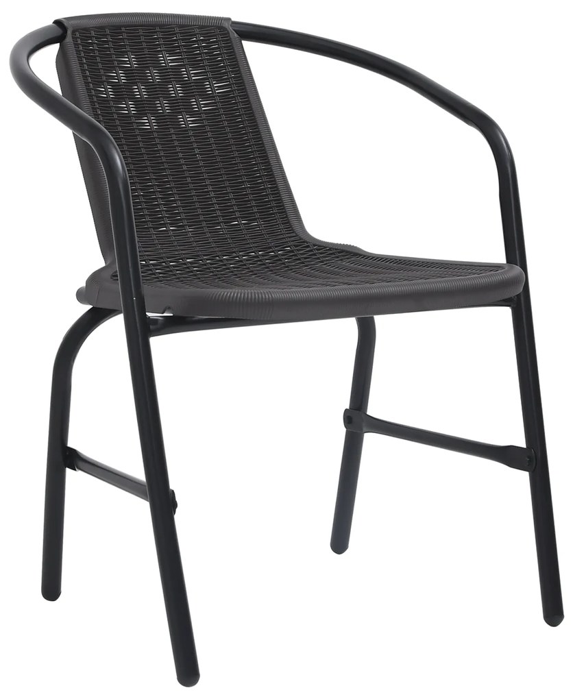 Conjunto de Jantar de Jardim 5 Peças Preto Vime Polimérico