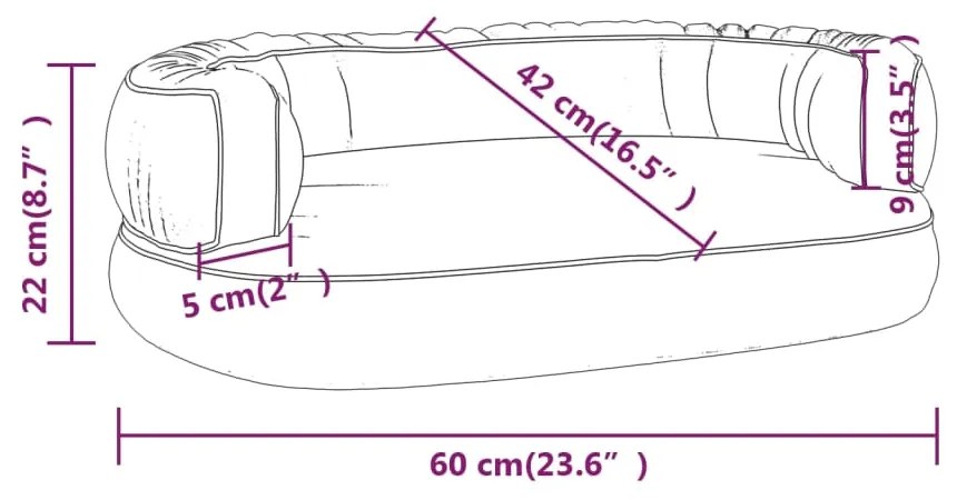 Cama p/ cães espuma ergonómico 60x42 cm couro artificial cinza