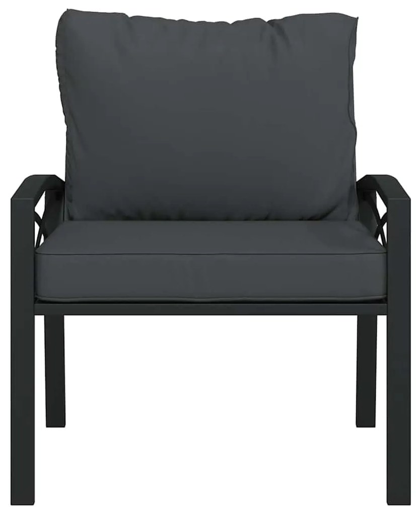 Cadeira de jardim com almofadões cinzentos 68x76x79 cm aço